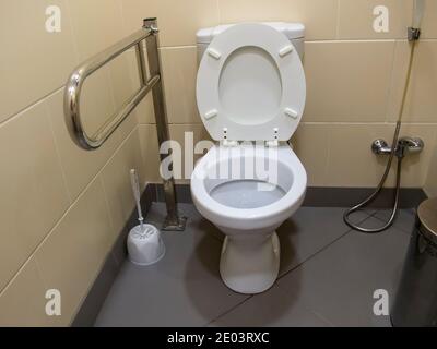 special device for the disabled in a toilet in the hospital Stock Photo