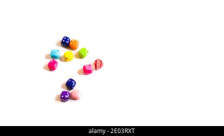Colored dice on a white background. Stock Photo