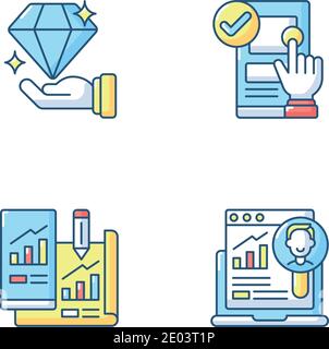 Website user experience. RGB color icons set Stock Vector