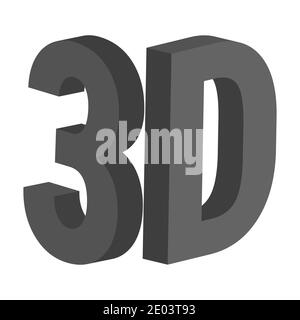 3d letters 3, d, vector icon symbol 3d three dimensional letter number 3, d Stock Vector