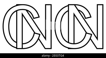 Logo sign nc cn icon sign two interlaced letters N, C vector logo nc, cn first capital letters pattern alphabet n, c Stock Vector