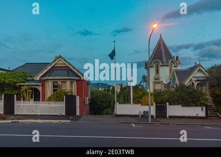 Historical houses in center of Dunedin, New Zealand Stock Photo