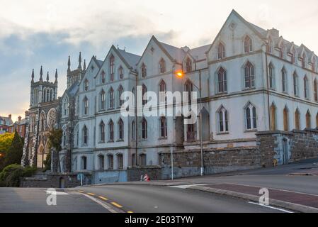 Historical houses in center of Dunedin, New Zealand Stock Photo