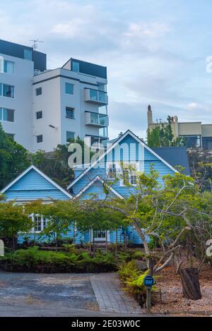 Historical houses in center of Dunedin, New Zealand Stock Photo