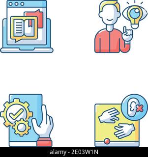 User experience management RGB color icons set Stock Vector