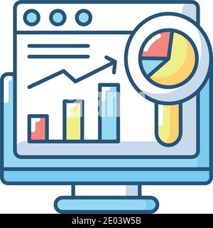 Web analytics RGB color icon Stock Vector