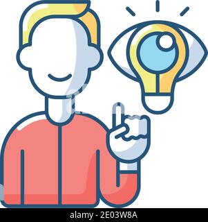 Creative thinking RGB color icon Stock Vector