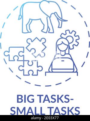 Big tasks, small tasks concept icon Stock Vector