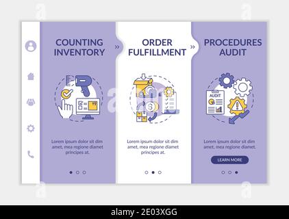 Storehouse procedures audit onboarding vector template Stock Vector
