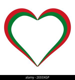 Heart shape flag Belarus, vector I love Belarus, outline calligraphy heart color flag Stock Vector