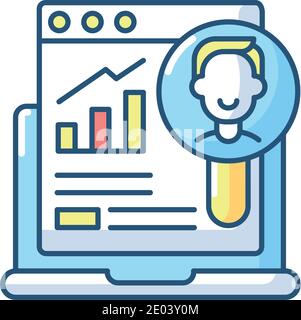 User research RGB color icon Stock Vector
