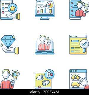 Responsive website design RGB color icons set Stock Vector