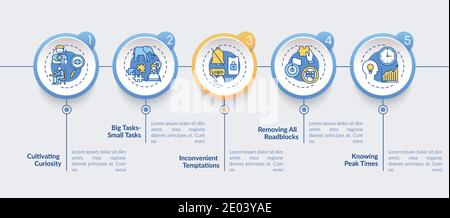 Beating procrastination vector infographic template Stock Vector
