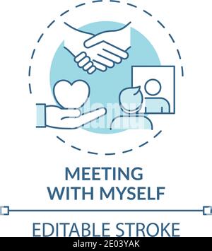 Meeting with myself concept icon Stock Vector