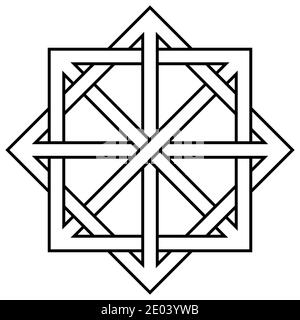 Abstract pattern black backdrop. Intertwined squares. Abstract geometric background. Black frame. Abstract pattern. Intertwined squares Stock Vector