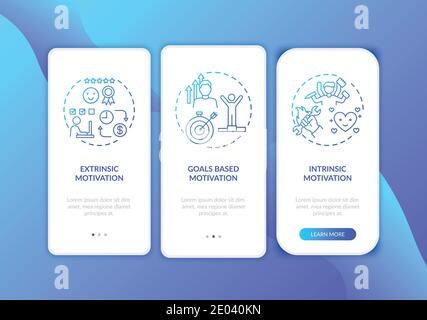 Stimulation types onboarding mobile app page screen with concepts Stock Vector