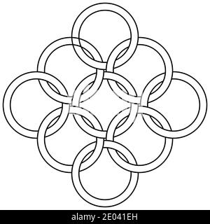 logo pattern of interlocking rings chainmail element, vector interlocking rings pattern Stock Vector
