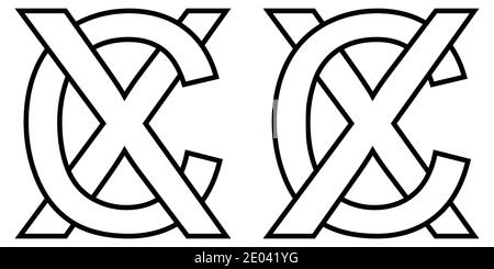 Logo sign wc and cw icon sign two interlaced letters W, C vector logo wc, cw first capital letters pattern alphabet w, c Stock Vector