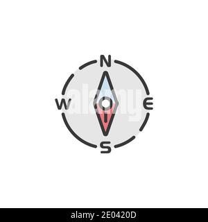 Compass south direction. Filled color icon. Isolated weather vector illustration Stock Vector