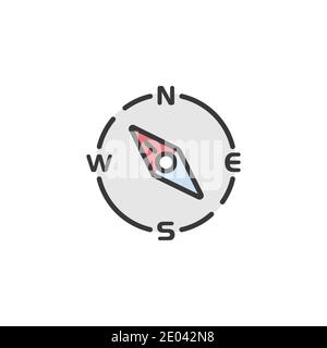 Compass north west direction. Filled color icon. Isolated weather vector illustration Stock Vector