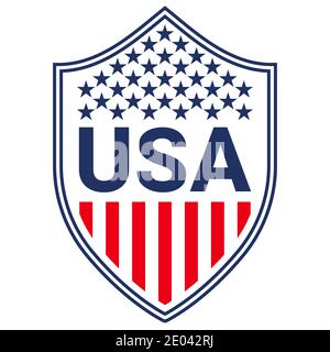 USA badge, independence day badge label, American USA flag element, Patriotic Typography Graphics. Shield design. Fashion Print sportswear apparel, t Stock Vector