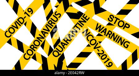 Quarantine background medical design. Influenza pandemic. Woman face mask. Isolated vector. Danger symbol. Vector sign. Sign caution coronavirus Stock Vector