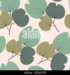 Trendy decorative vector seamless floral ditsy pattern design of bauhinia leaves. Elegant repeating gold leaves background for printing and textile Stock Vector