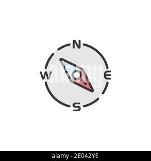 Compass south east direction. Filled color icon. Isolated weather vector illustration Stock Vector