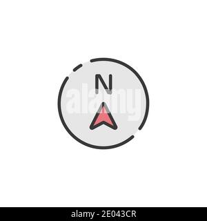 North direction. Filled color icon. Isolated weather vector illustration Stock Vector