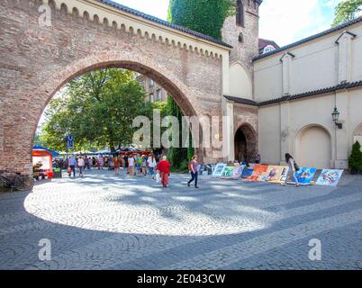 The Sendlinger Tor (translated: Sendling Gate) is a city gate at the southern extremity of the historic old town area of Munich. Stock Photo