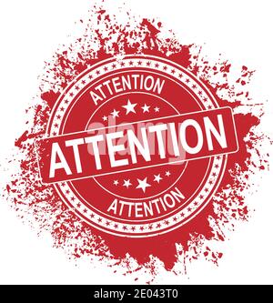 Attention red stamp isolated on white background. attention stamp. attention. attention sign Stock Vector