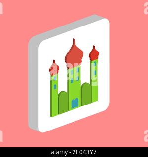 Mosque Simple vector icon. Illustration symbol design template for web mobile UI element. Perfect color isometric pictogram on 3d white square. Mosque Stock Vector