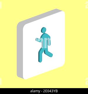 Walk man Simple vector icon. Illustration symbol design template for web mobile UI element. Perfect color isometric pictogram on 3d white square. Walk Stock Vector