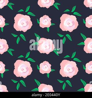 Exuberant Bold Roses Flowering seamless vector pattern Stock Vector