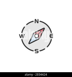 Compass north east direction. Filled color icon. Isolated weather vector illustration Stock Vector