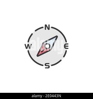 Compass south west direction. Filled color icon. Isolated weather vector illustration Stock Vector