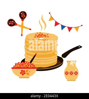 The pancakes put by a pile, tasty pastries on a plate, Stock Vector