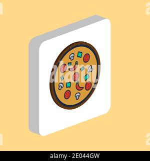 Pizza Simple vector icon. Illustration symbol design template for web mobile UI element. Perfect color isometric pictogram on 3d white square. Pizza i Stock Vector