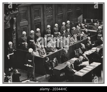 WW2 Nuremberg war crimes trials Germany The Nuremberg trials were a series of military tribunals held after World War II by the Allied forces under international law and the trial laws of war. Nuremberg, Germany        20 Nov 1945 – 1 Oct 1946 Court: International Military Tribunal Decided: September 30 – October 1, 1946 Leading Nazis on trial included here : Hermann Goering, Rudolf Hess, Field Marshall Keitel, Albert Speer. etc., Stock Photo