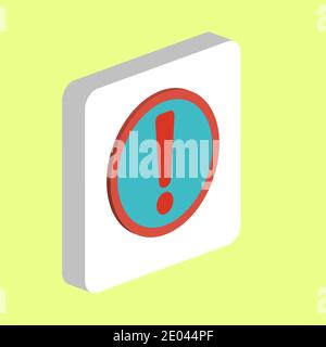 Exclamation Simple vector icon. Illustration symbol design template for web mobile UI element. Perfect color isometric pictogram on 3d white square. E Stock Vector