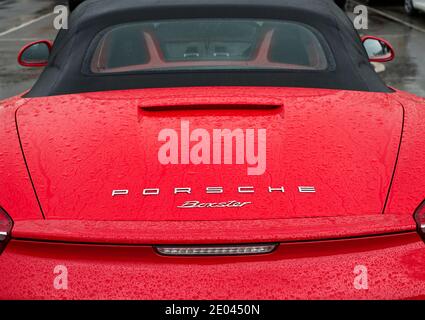 A rear detail view of a Porsche Boxster S model year 2015 Stock Photo