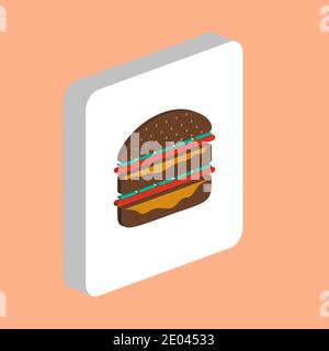 hamburger Simple vector icon. Illustration symbol design template for web mobile UI element. Perfect color isometric pictogram on 3d white square. ham Stock Vector