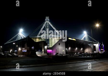 A general view of the stadium prior to the beginning of the Sky Bet Championship match at Deepdale, Preston. Stock Photo