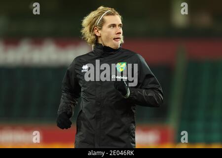 Norwich, Norfolk, UK. 29th December 2020; Carrow Road, Norwich, Norfolk, England, English Football League Championship Football, Norwich versus Queens Park Rangers; Todd Cantwell of Norwich City during the warm up Credit: Action Plus Sports Images/Alamy Live News Stock Photo