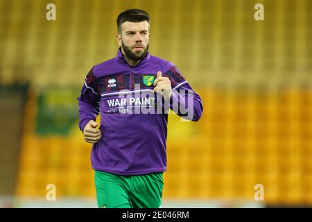 Norwich, Norfolk, UK. 29th December 2020; Carrow Road, Norwich, Norfolk, England, English Football League Championship Football, Norwich versus Queens Park Rangers; Grant Hanley of Norwich City during the warm up Credit: Action Plus Sports Images/Alamy Live News Stock Photo