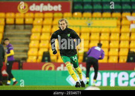 Norwich, Norfolk, UK. 29th December 2020; Carrow Road, Norwich, Norfolk, England, English Football League Championship Football, Norwich versus Queens Park Rangers; Todd Cantwell of Norwich City during the warm up Credit: Action Plus Sports Images/Alamy Live News Stock Photo