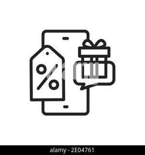 Offers line black icon. SMM promotion. Outline pictogram Stock Vector