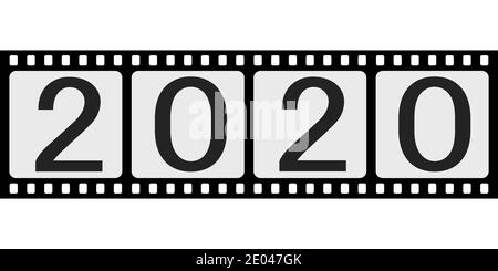 banner 2020 happy new year retro style photo film slide, vector photo film negative slide 2020 Stock Vector