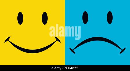 smile and sorrow, the emotions joy and disappointment, vector icons, emotions of happiness and sadness Stock Vector