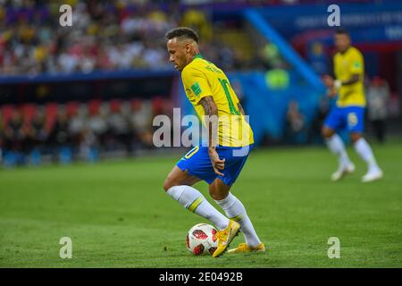 KAZAN, RUSSIA 6 July 2018: Neymar of Brazil during the 2018 FIFA World Cup Russia Quarter Final match between Brazil and Belgium Stock Photo